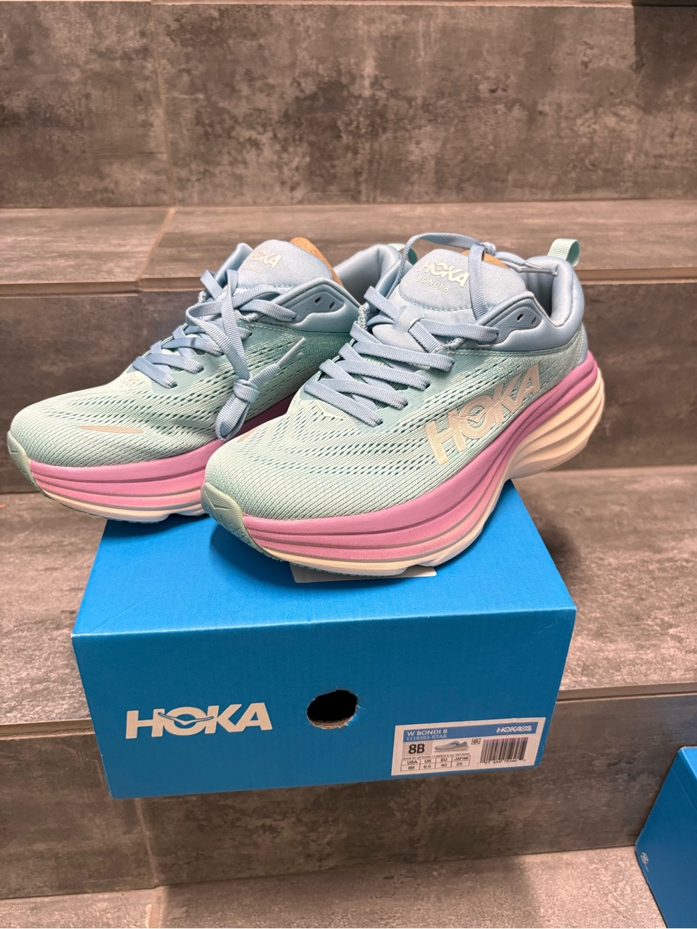 Hoka One One Women Shoes Bondi RTAR-1119393 Green/blue Size 8B Gym Workout